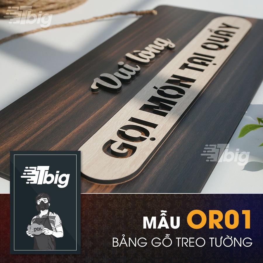 Bảng gỗ treo nội dung vui lòng gọi món tại quầy thiết kế đơn giản sang trọng