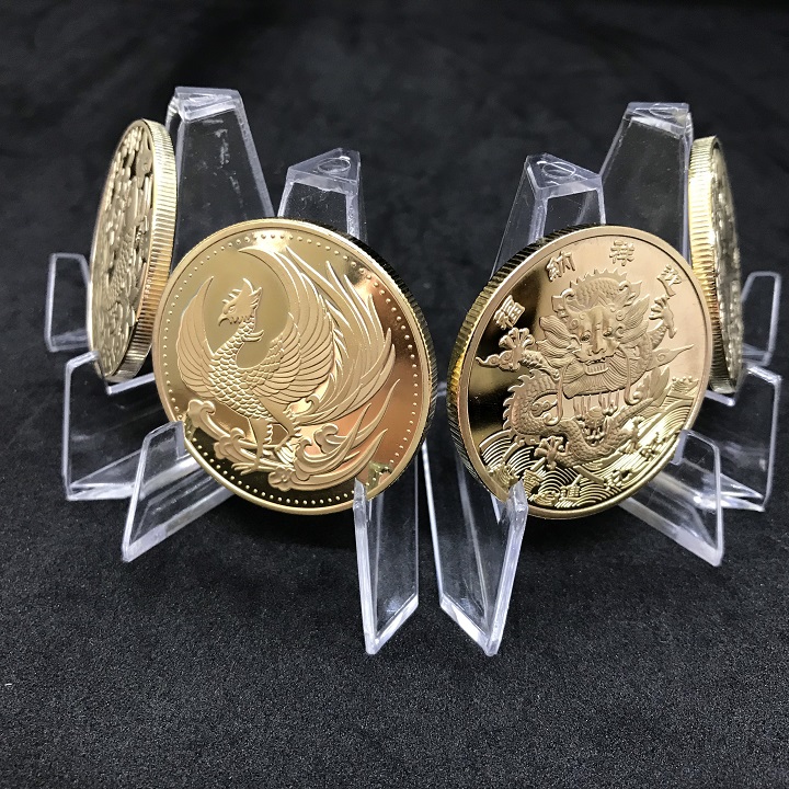 Combo 4 xu tứ linh Rồng Phụng Lân Cá Chép tặng túi gấm, dùng để trang trí, làm dây chuyền đeo hoặc treo trên xe ôtô - SP001821