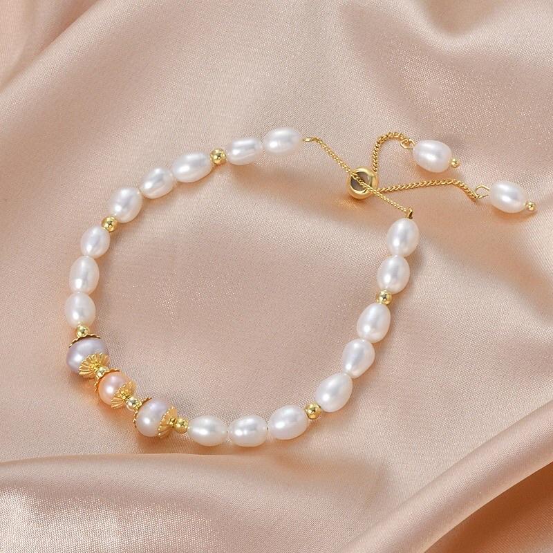 Vòng Tay Titan Gạo 4 Ly Mix Hạt Charm 3 Màu Dễ Thương - Trường Thịnh Ngọc Trai