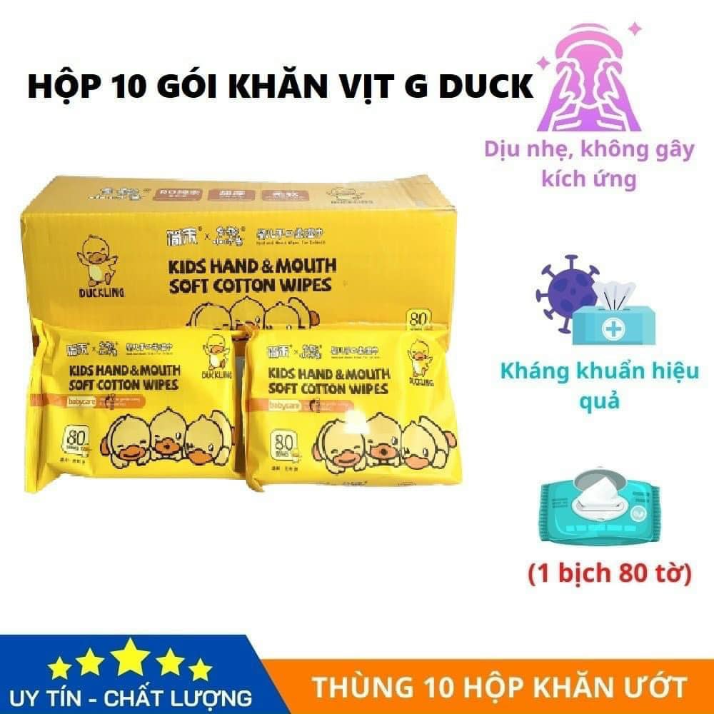 Thùng 10 gói khăn giấy ướt vịt vàng, khăn lau đa năng cho trẻ em, người lớn chất liệu an toàn, không gây kích ứng da, dễ sử dụng và mang đi mọi nơi HÀNG LOẠI 1