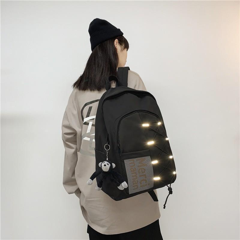 Balo unisex phong cách đường phố có dung tích lớn có dây phản quang