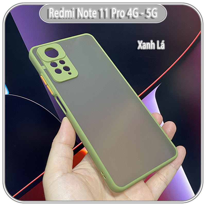 Ốp lưng cho Xiaomi Redmi Note 11 Pro 4G - 5G nhám viền màu che camera