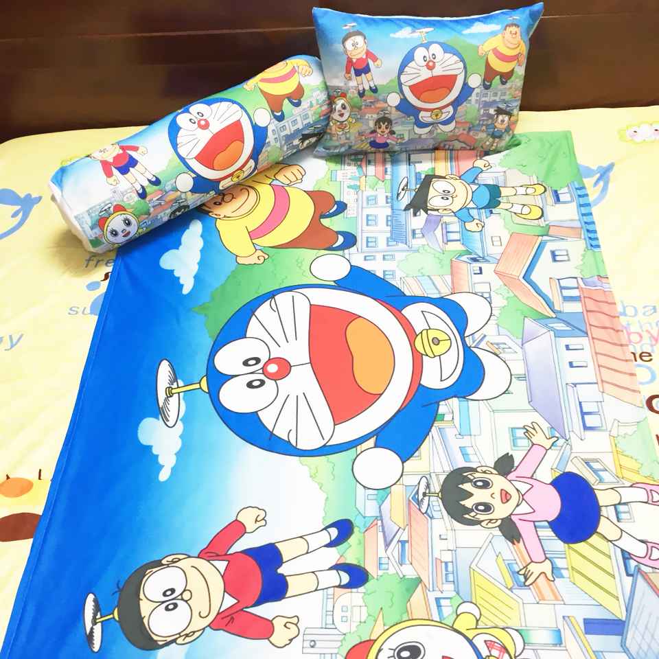 Bộ chăn gối hình Doraemon cho bé 3-5 tuổi