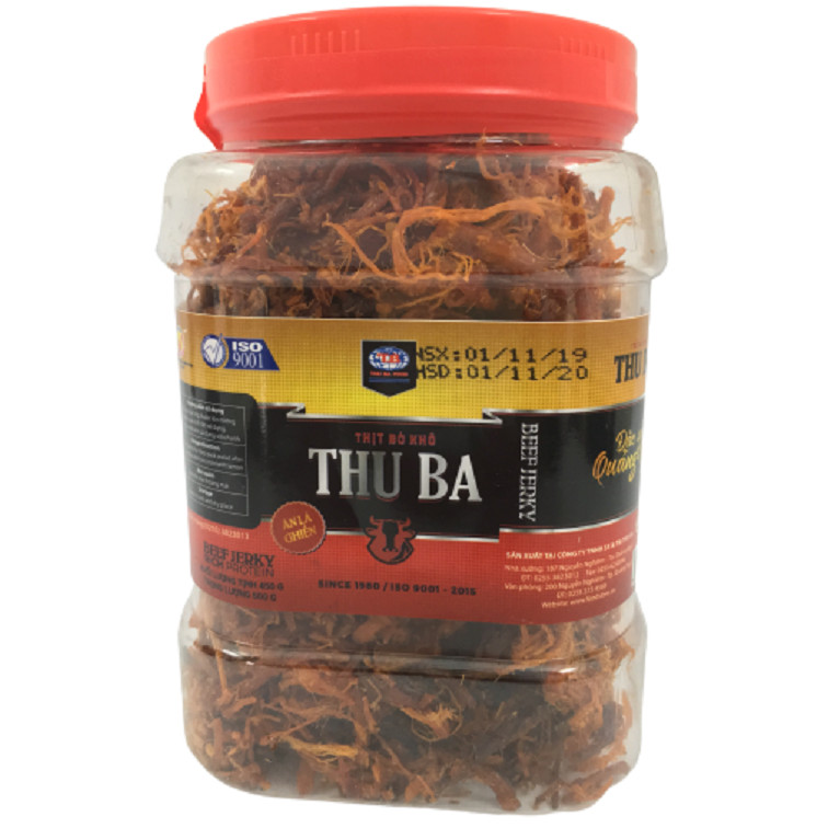 Bò Khô sợi mềm Thu Ba Quảng Ngãi 500gr ( KLT 450gr) cay vừa ngon