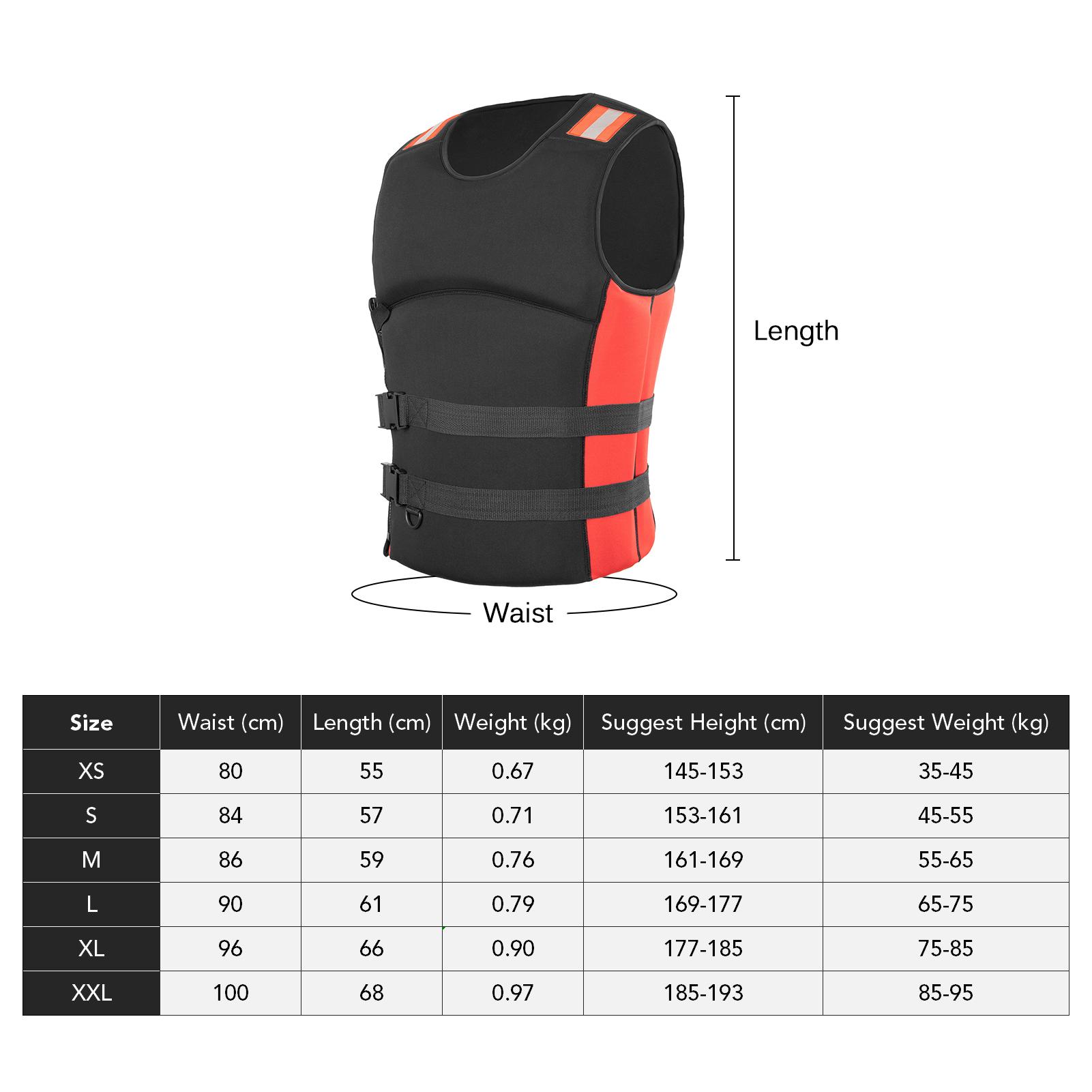 Áo phao Thể thao dưới nước bằng Vật liệu neoprene thoải mái với bọt EPE để nổi tốt.có dải phản quang, Đóng khóa kéo bên hông an toàn