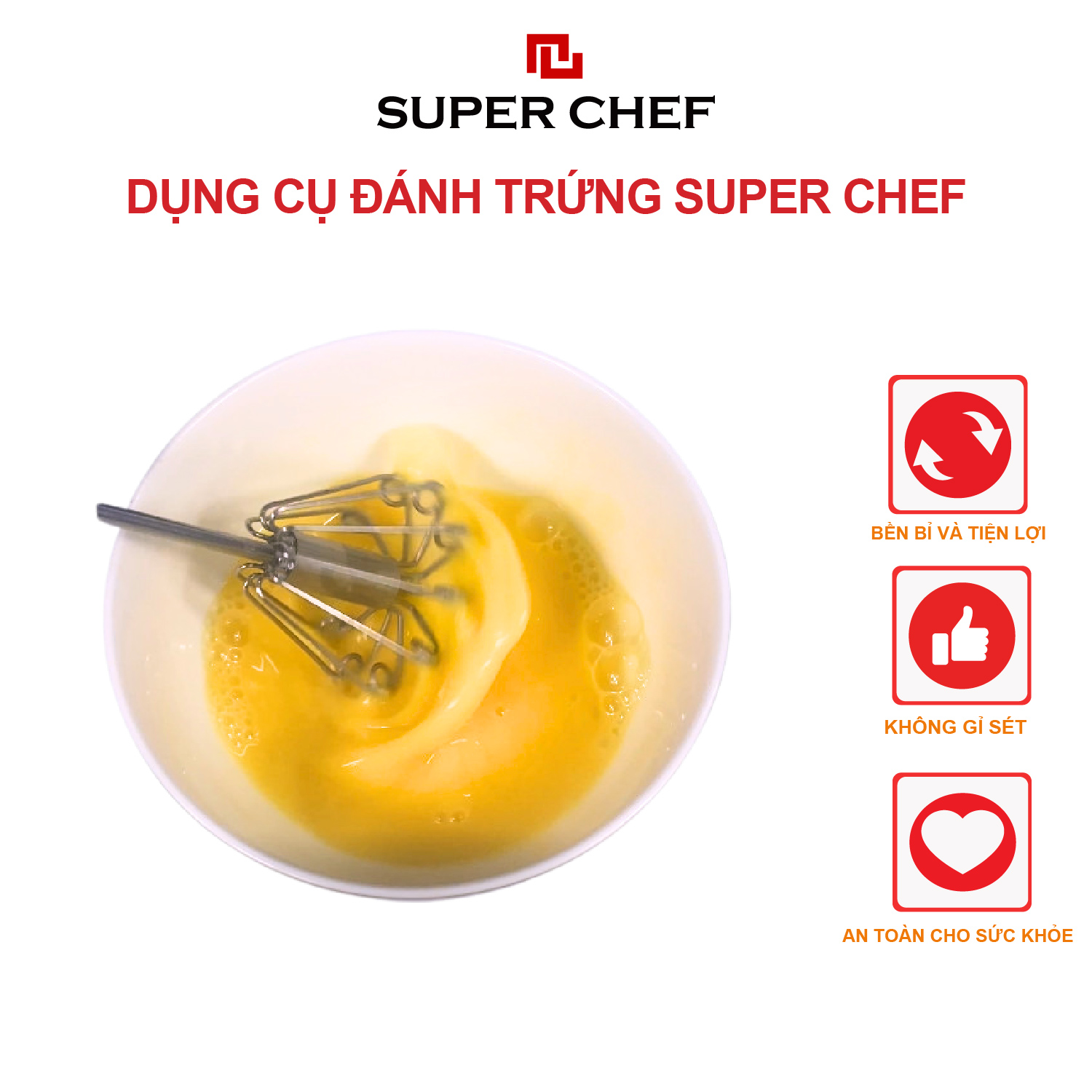 Dụng cụ đánh trứng Super Chef (SC-MFT2860) bền bỉ và tiện lợi