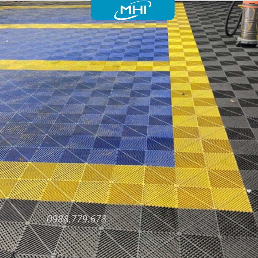 Vỉ nhựa lót sàn gara ô tô MHI - Cao 2.5 cm / trung tâm chăm sóc xe ô tô, khu vực rửa xe ô tô
