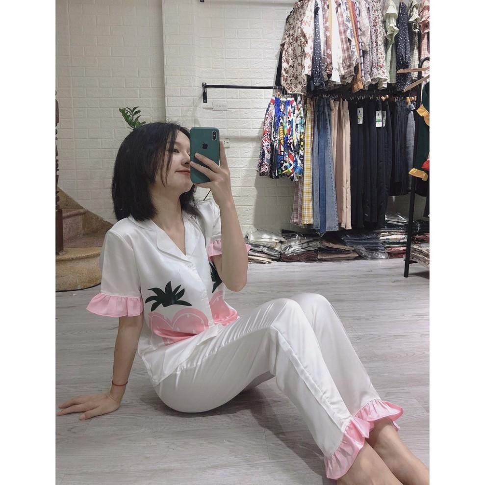 Pijama đồ ngủ nữ cộc tay họa tiết dâu tây ( Hàng loại đẹp)