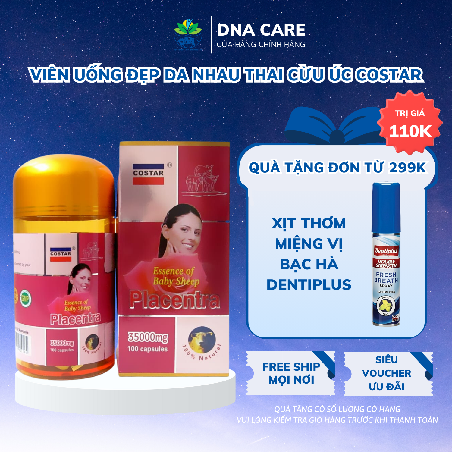 Viên uống nhau thai cừu Úc hộp 100 viên 35000mg