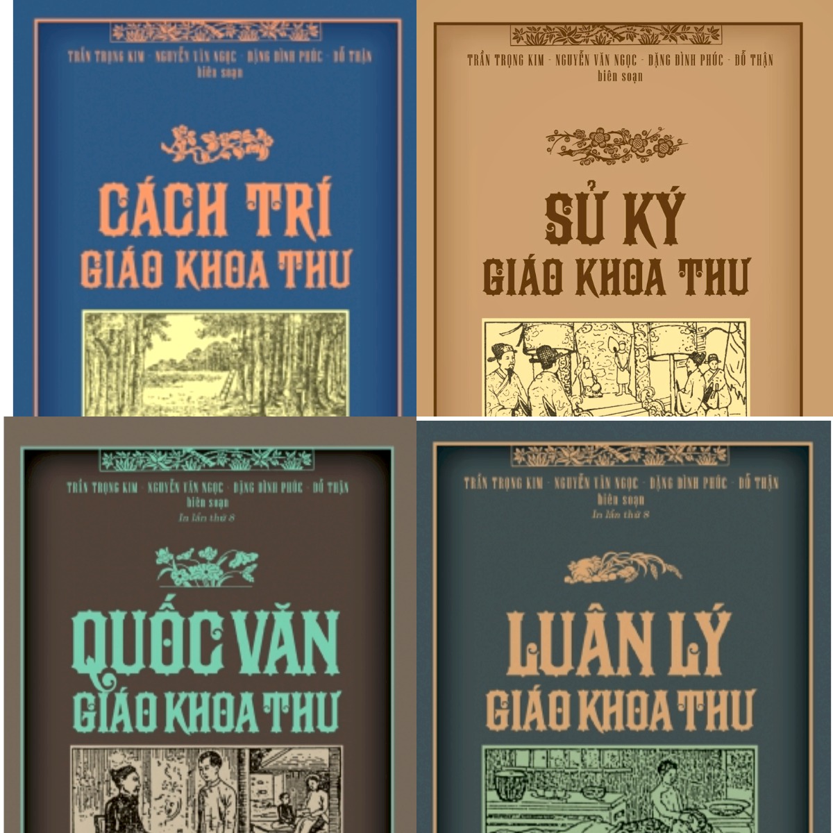 (Bìa cứng) [Combo 4 quyển Tiếu học tùng thư] - QUỐC VĂN GIÁO KHOA THƯ - LUÂN LÝ GIÁO KHOA THƯ - SỦ KÝ GIÁO KHOA THƯ - CÁCH TRÍ GIÁO KHOA THƯ - Trần Trọng Kim, Nguyễn Văn Ngọc, Đặng Đình Phúc, Đỗ Thận biên soạn - NXB Trẻ - bìa mềm