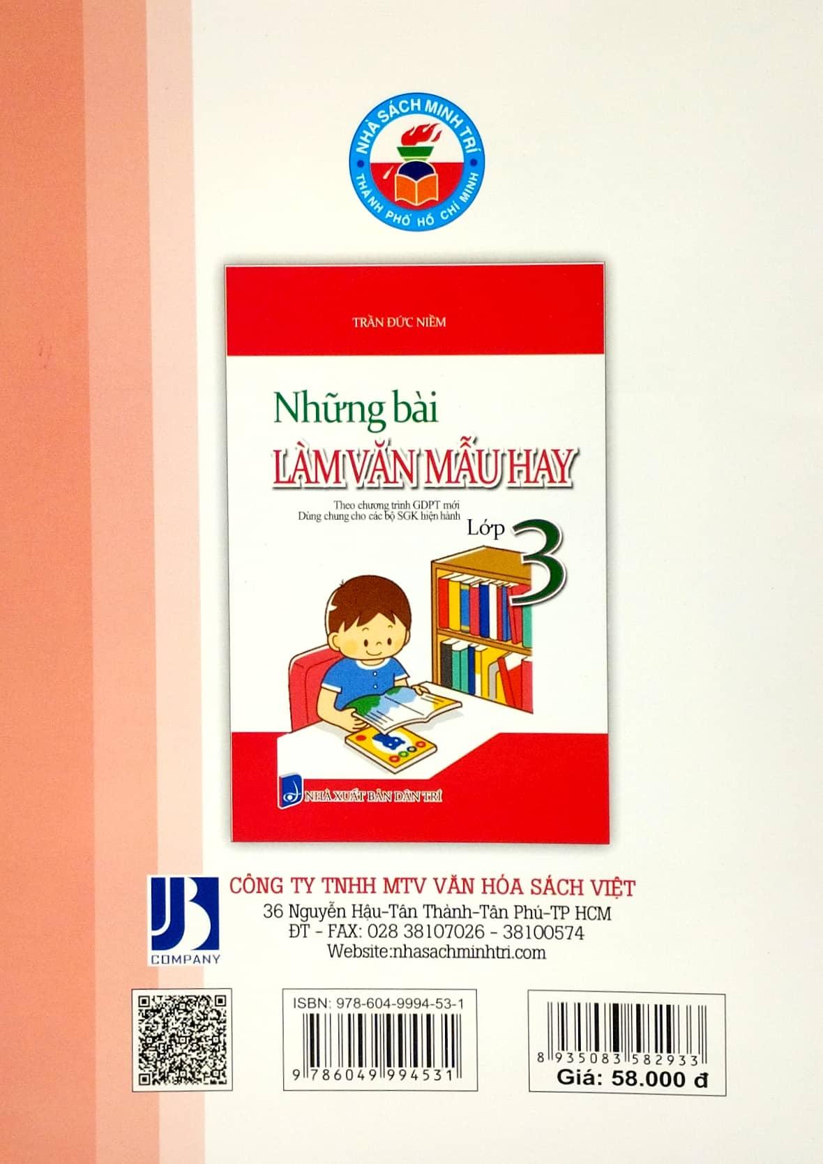 Những Bài Làm Văn Mẫu Hay Lớp 3 (Theo Chương Trình Giáo Dục Phổ Thông Mới) (Dùng Chung Cho Các Bộ SGK Hiện Hành)