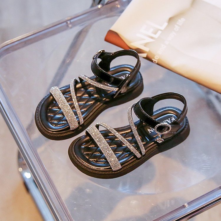 Sandal quai ngang gắn đá đi học đi chơi đi tiệc cho bé gái size từ 26-37 mẫu mới nhất