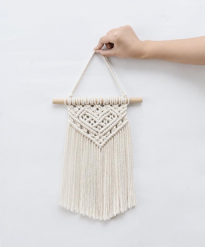 Set 2 Mành Macrame Mini Treo Tường. Sản phẩm nghệ thuật tết dây thủ công trang trí nhà cửa, quán café, homestay. MMN003