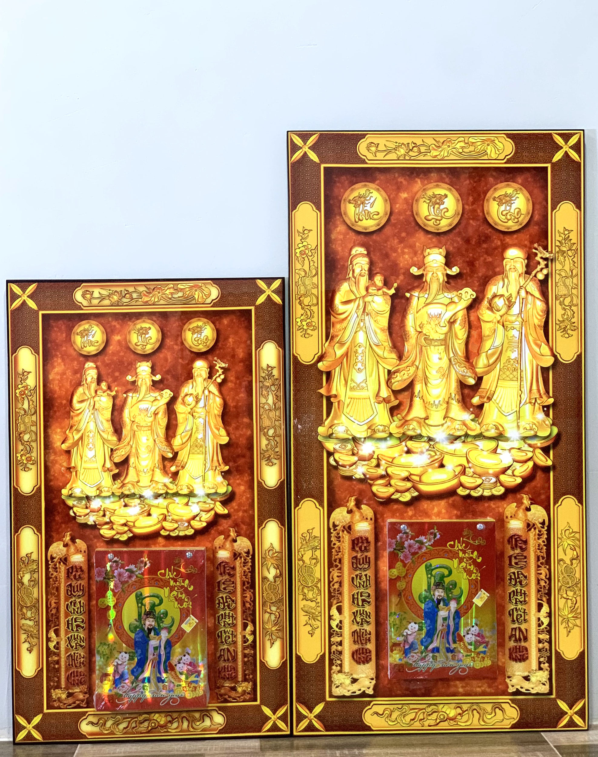 Lịch gỗ treo tường Phúc Lộc Thọ, tranh lịch phong thủy và làm quà tặng tết PLT16