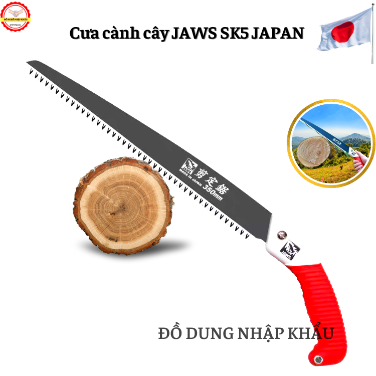 Cưa cành cây JAWS SK5 JAPAN cưa gỗ NHẬT BẢN lưỡi thép đen không gỉ-Cưa 350MM