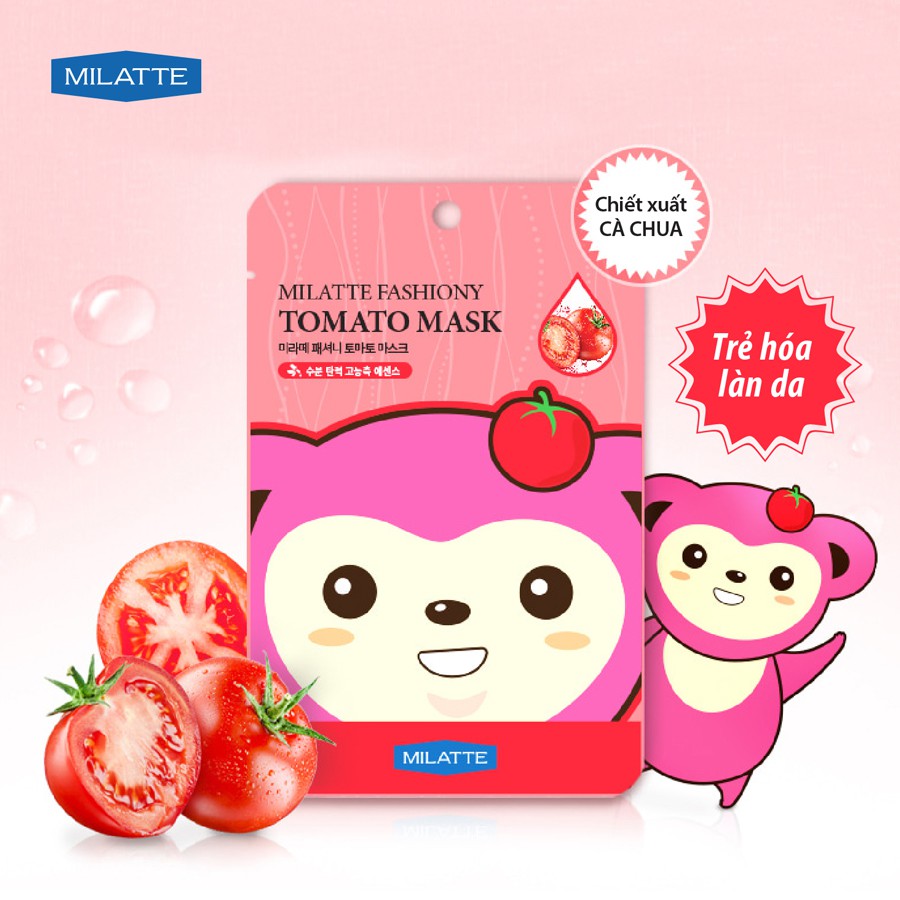Mặt nạ dưỡng da chiết xuất cà chua Milatte Fashiony Tomato Mask - Hộp 10 miếng