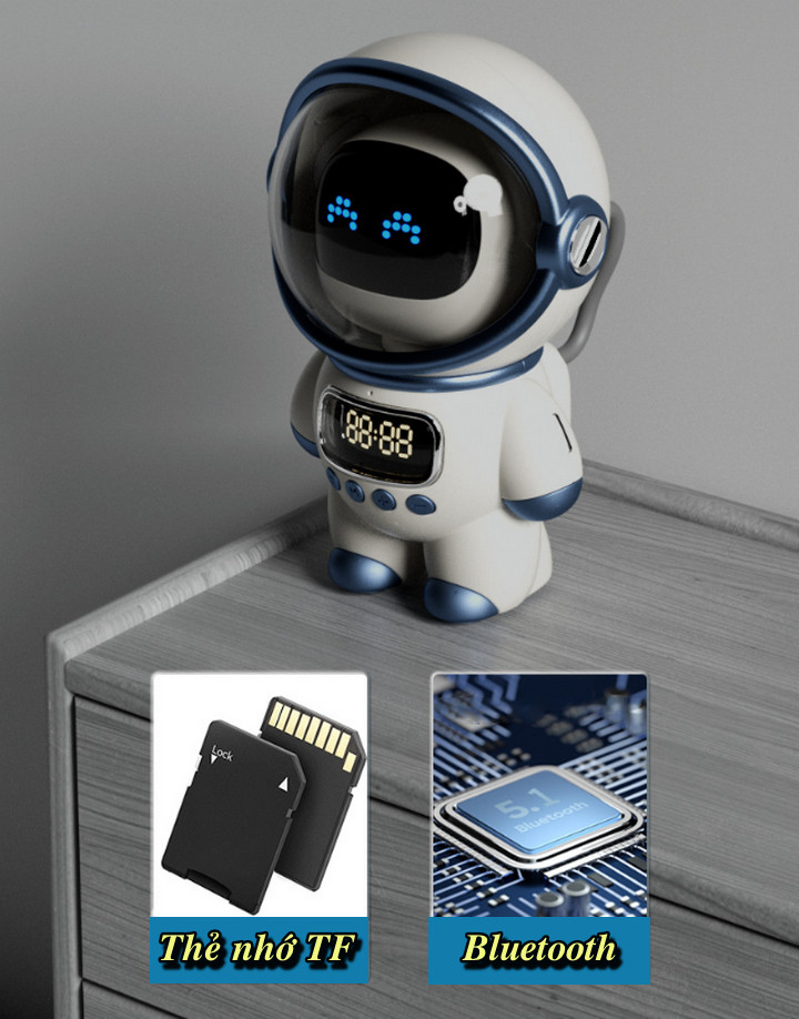 Loa Bluetooth Astronaut AI DODO Kiêm Báo Thức, Đèn Ngủ, Led Nhảy Theo Nhạc, Pin 1800mAh - Home and Garden