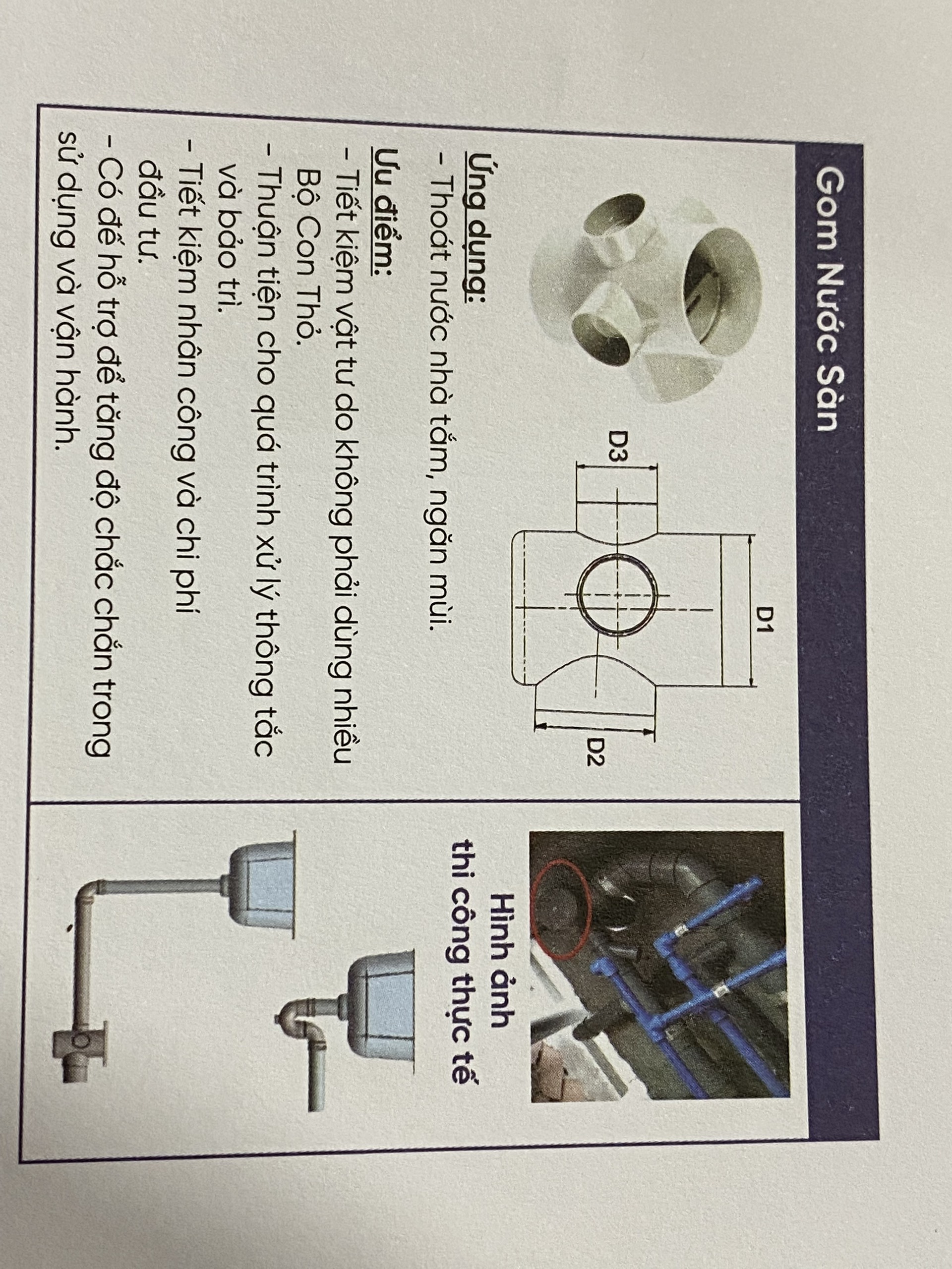 Gom nước thoát sàn 90-90-60-60-60 nhựa PVC