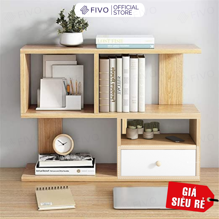 Kệ Giá Sách Gỗ Mini Để Bàn Hoặc Treo Tường Fivo Mẫu Fb20, Lắp Ráp Dễ Dàng Gỗ Mdf Phủ Melamine Chống Thấm Bề Mặt Kích Thước 60X20X60Cm - Bs39C36