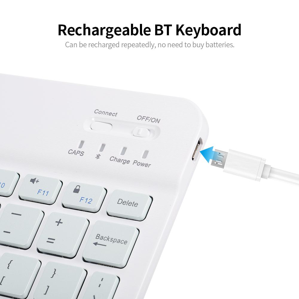 10in Portable BT Keyboard Mouse Combo 78 Keys Rechargeable Mini Keyboard 3-gear DPI Adjustable Mouse Wide Compatibility