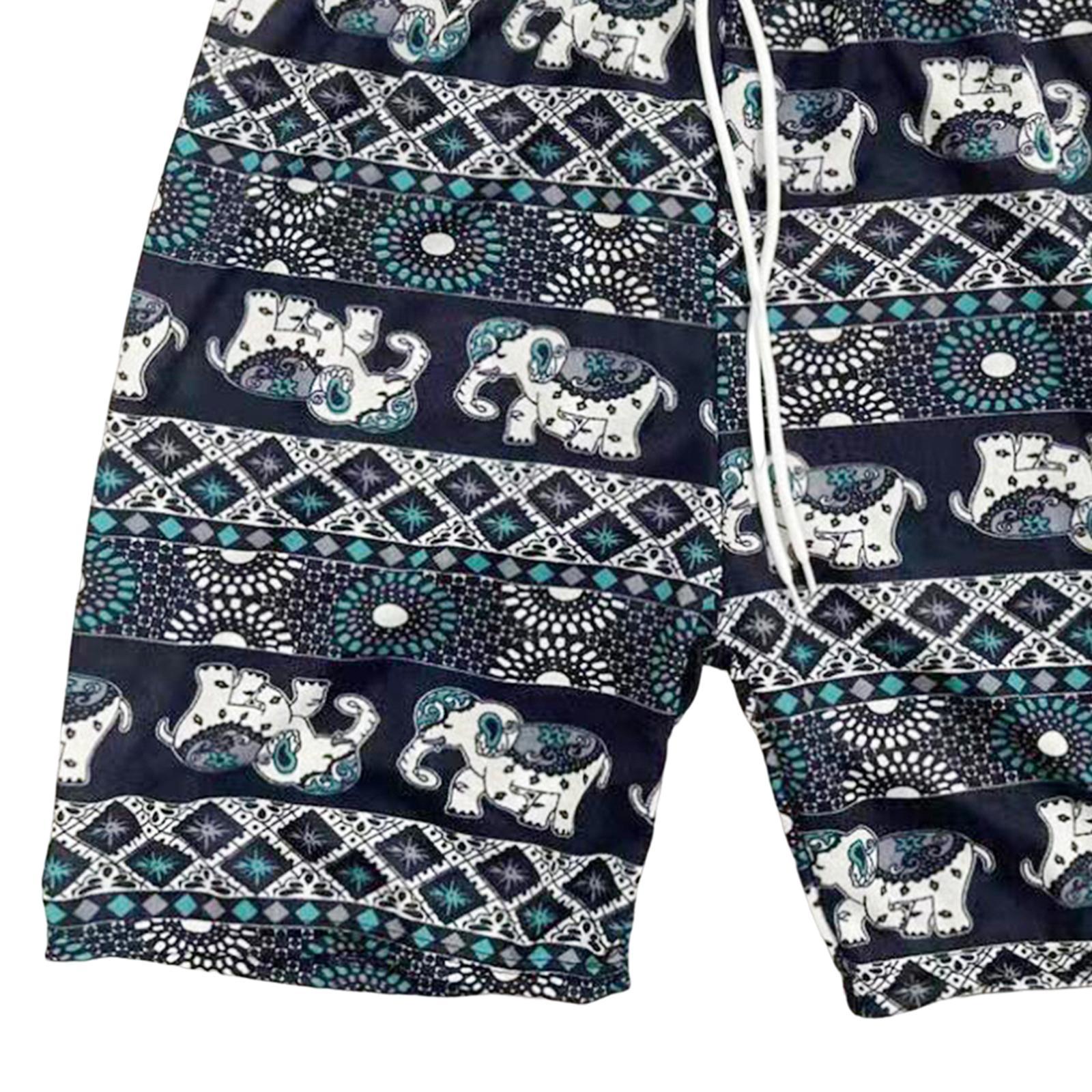 Beach Shorts Men Women Beach Trunks Loose Fit Briefs Fashion Polyester Oversized Elephant Pattern Short Pants Hippie Shorts for Beach Travel