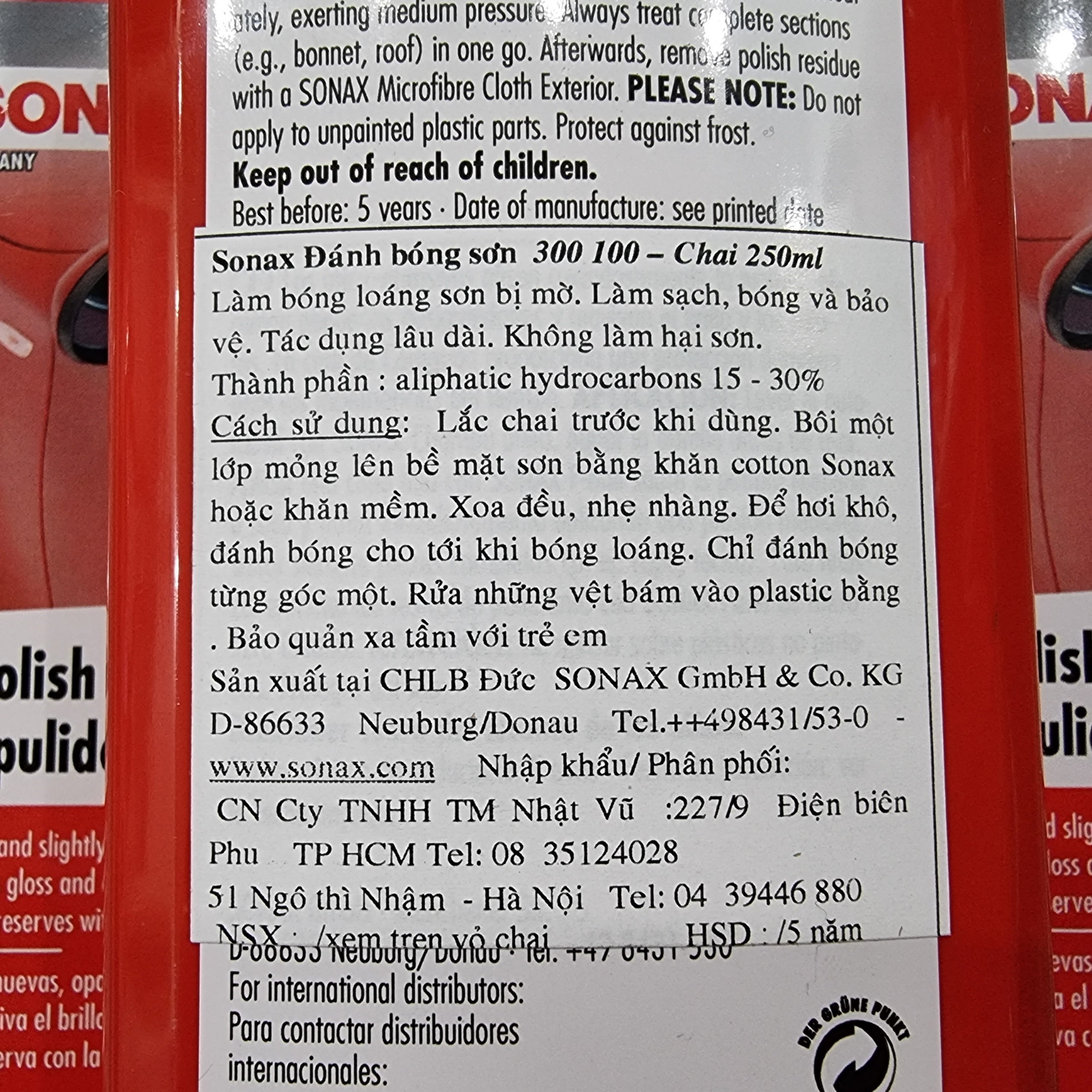 Kem Đánh Bóng Sơn Xe Mờ Xước SONAX Car Polish - 300100