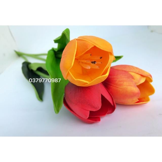 Hoa lụa - Hoa tulip. Hoa tulip giả 1 bông trang trí phòng để bàn làm việc chất liệu lụa cao cấp giống thật làm hoa cưới