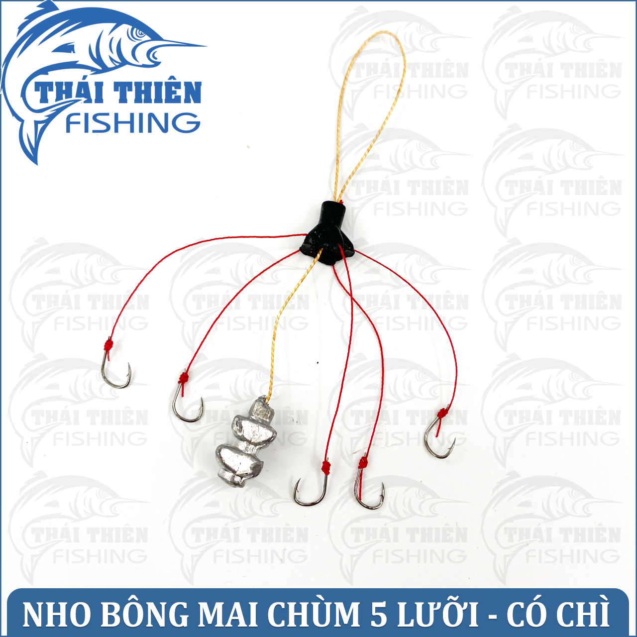 Bộ 2 Chùm Nho Bông Mai Sói Đầu Đàn Chùm 5 Lưỡi Có Sẵn Chì Dùng Câu Cần Tay, Máy