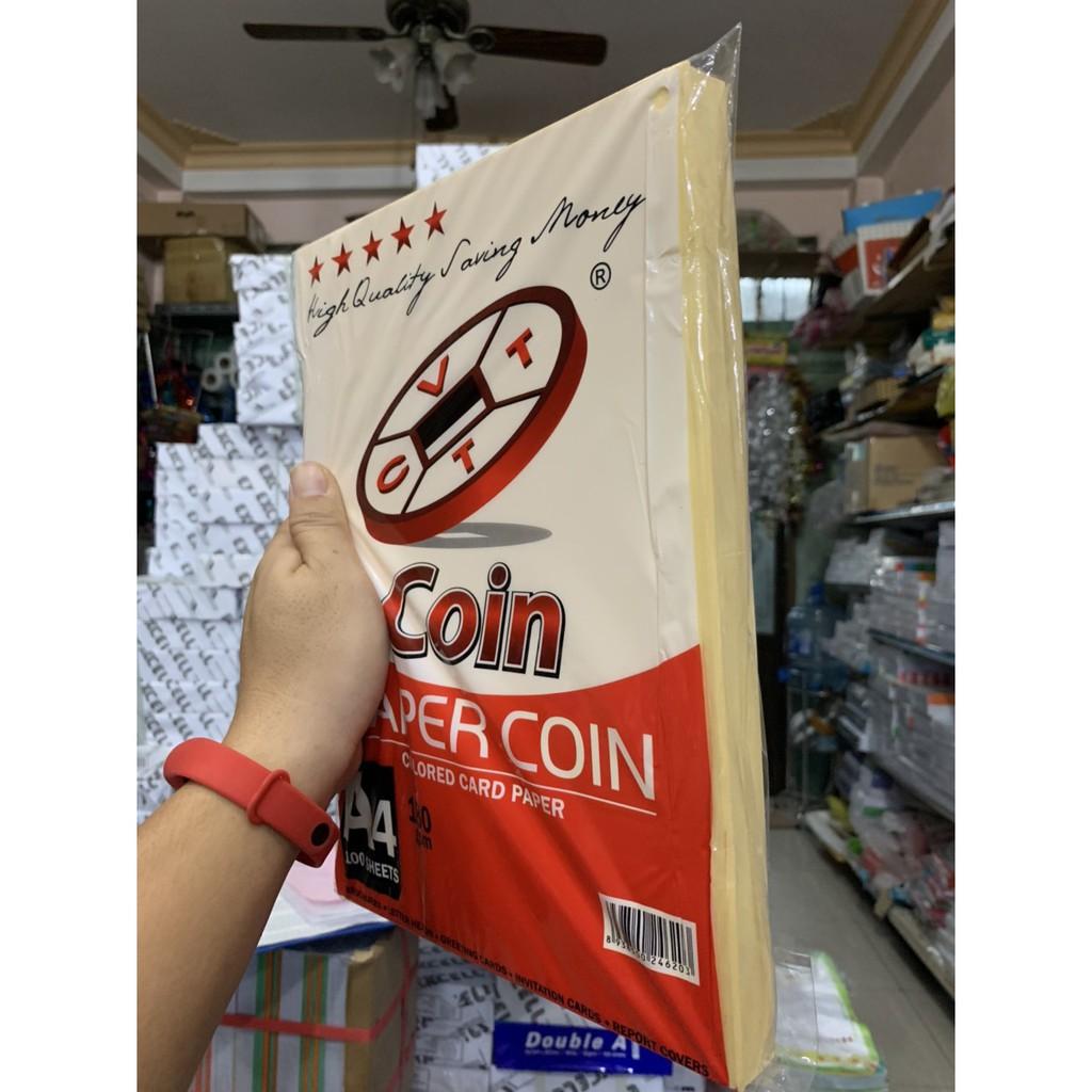 Giấy bìa màu A4 Coin 180gsm - vàng