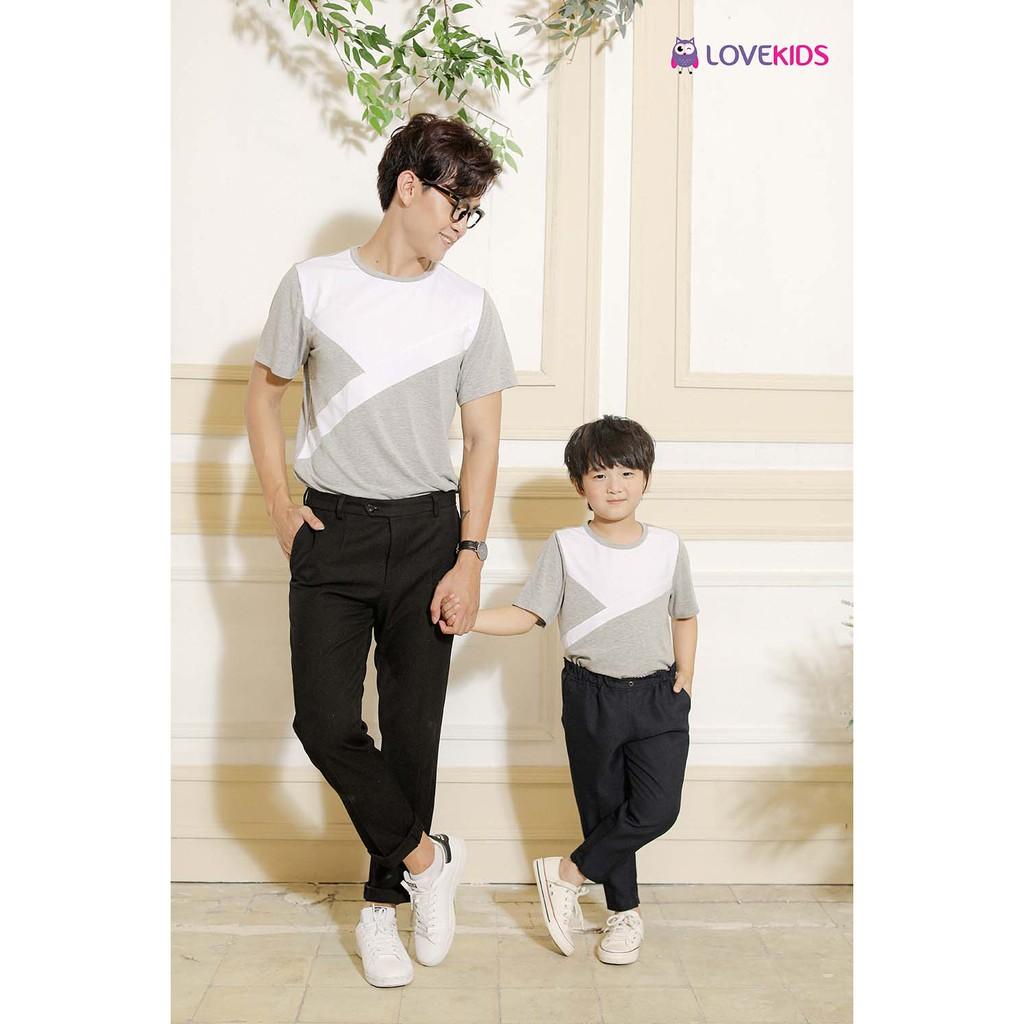 Áo thun bé trai phối màu xám - trắng MNB20ST006 - Lovekids