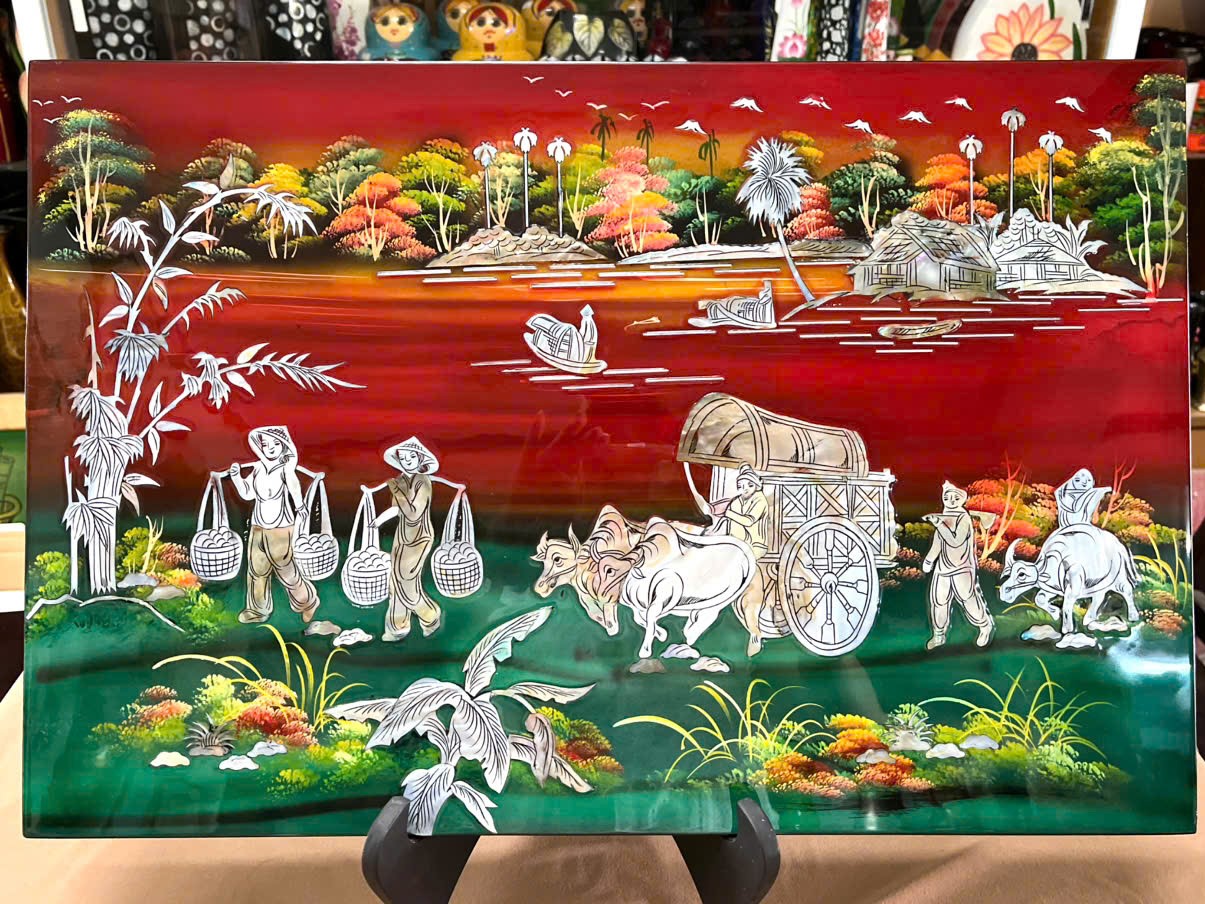 Tranh sơn mài - ĐỒNG QUÊ VIỆT NAM - Khảm cừ cao cấp, hàng xuất khẩu nhiều size