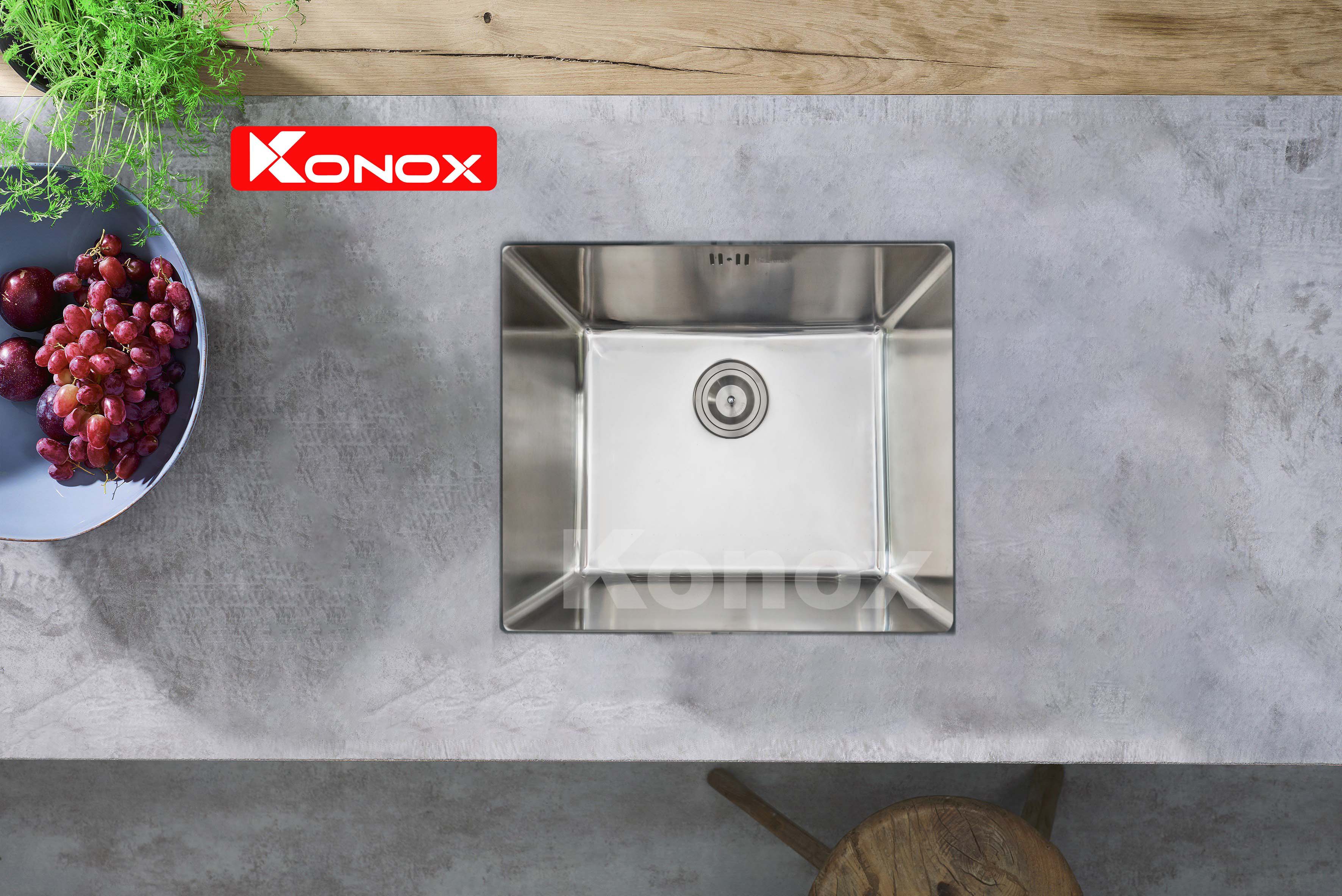 Chậu rửa bat Konox, Undermount Series, Model KN5444SU, Inox 304AISI tiêu chuẩn châu Âu, 540x440x225(mm), Hàng chính hãng