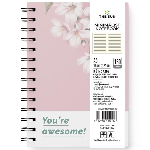 Sổ Lò Xo Bìa Cứng Minimalist A5 - Kẻ Ngang - 160 Trang 80gsm - The Sun 03