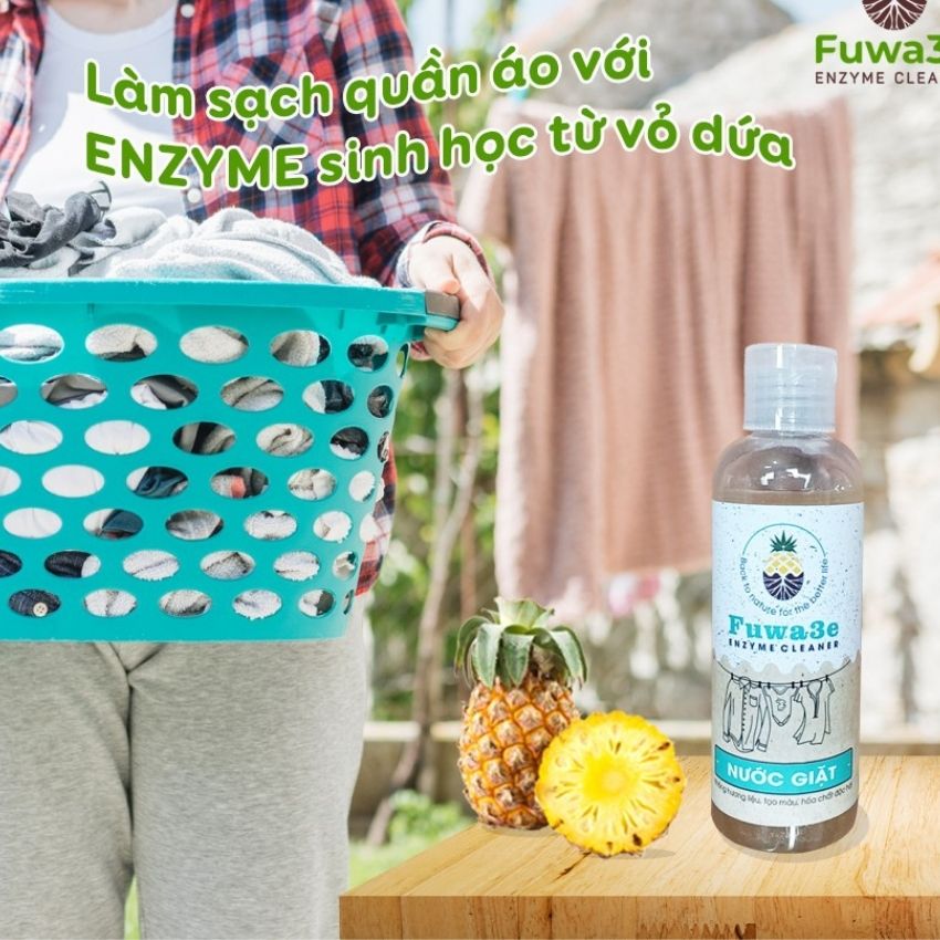 Nước giặt Fuwa3e hữu cơ organic từ chế phẩm Enzyme sinh học 500L an toàn cho bé, hương thơm mùi cam