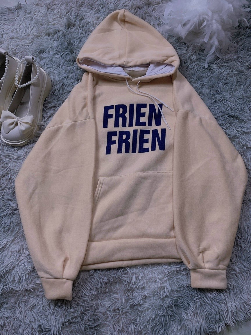 Áo hoodie tay phồng in FRIEN - FRIEN