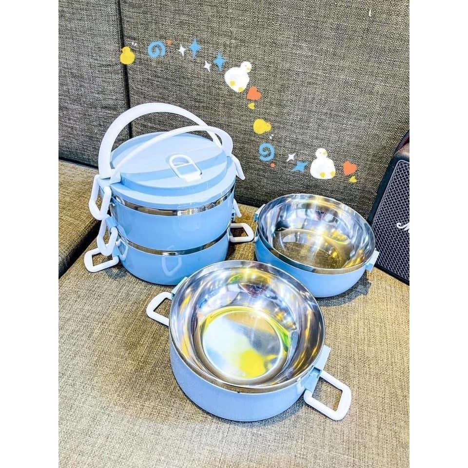 Hộp Đựng Cơm Cặp Lồng Cơm Giữ Nhiệt Lúa Mạch Ruột Inox 4 Tầng