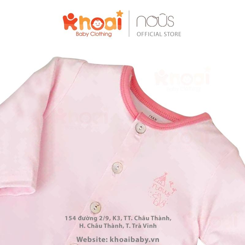 Bộ cài thẳng dài Nous hồng - Chất liệu Nu Petit 95% cotton thiên nhiên