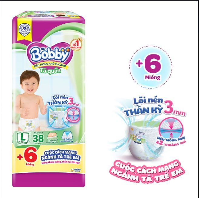 Tã Quần Bobby Siêu Thoáng L38 (38 Miếng)