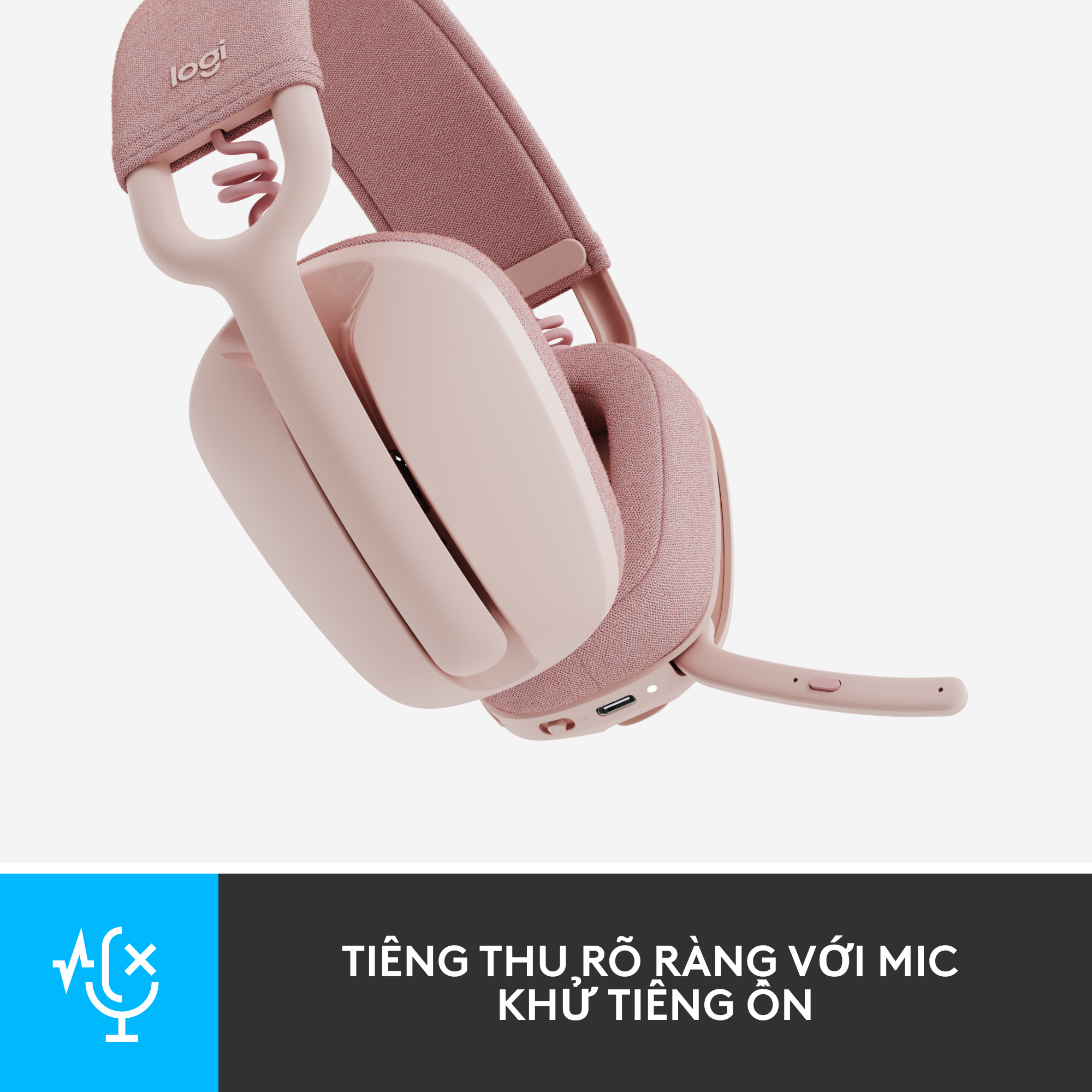 Tai nghe không dây Logitech Zone Vibe 100 nhẹ, với micrô khử tiếng ồn, Tai nghe Bluetooth Đa điểm Tiên tiến, Hoạt động với Teams, Google Meet, Zoom, Mac/PC - Hàng chính hãng