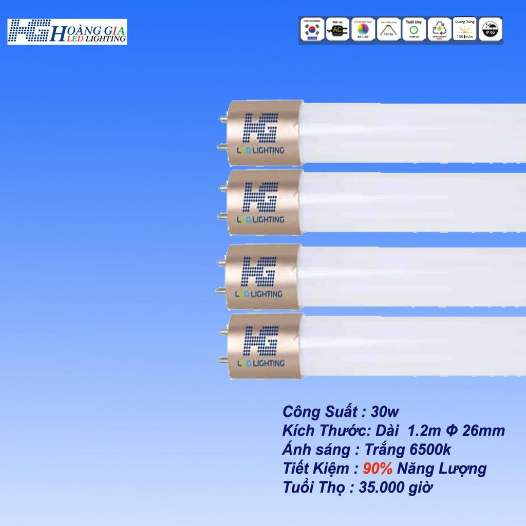 Combo 4 Bóng LED Tuýp Thuỷ Tinh 30w 1.2m Đầu Nhôm