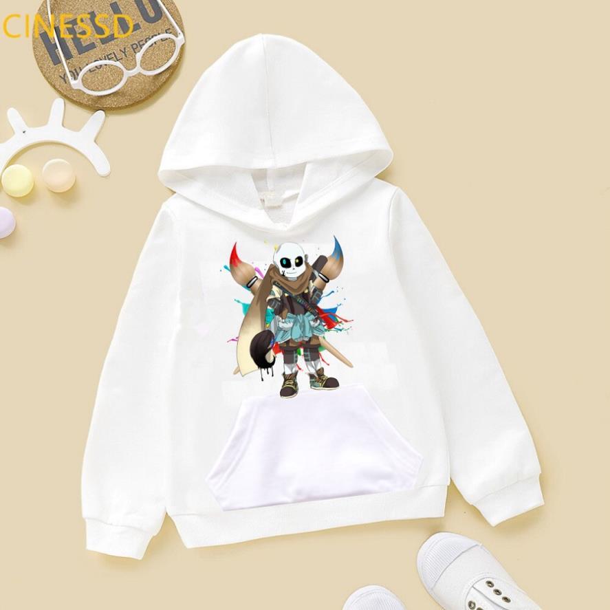 Áo Hoodie Sans màu trắng chất nỉ bông cực hot cho bé trai bé gái