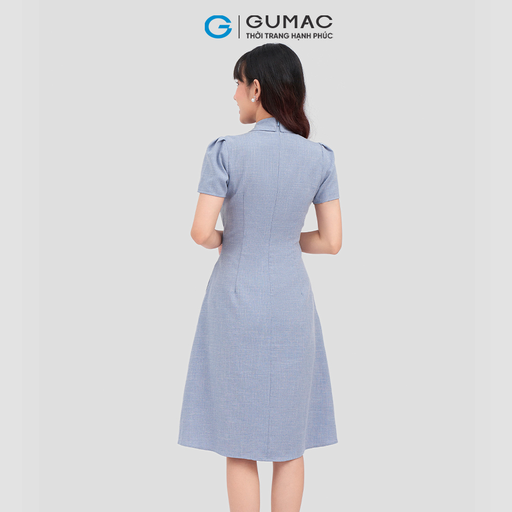 Đầm pen eo GUMAC DC12004 nút bọc thanh lịch