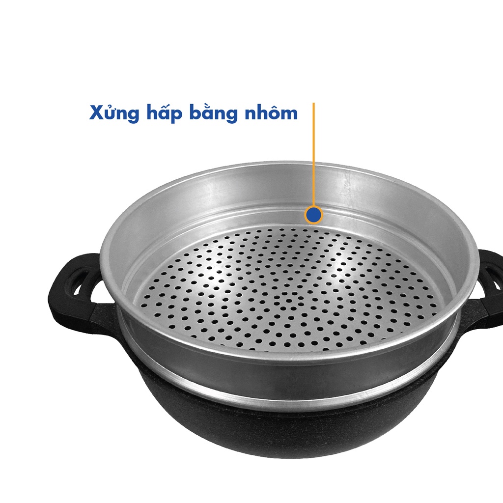 Chảo sâu + xưởng hấp đa năng Korea King size 32cm KW-32MSI