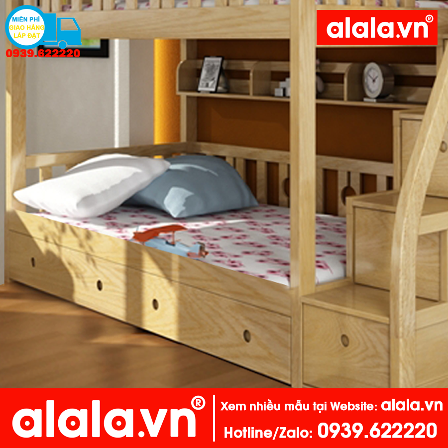 Giường tầng ALALA118 gỗ thông nhập khẩu - www.ALALA.vn® - Za.lo: 0939.622220