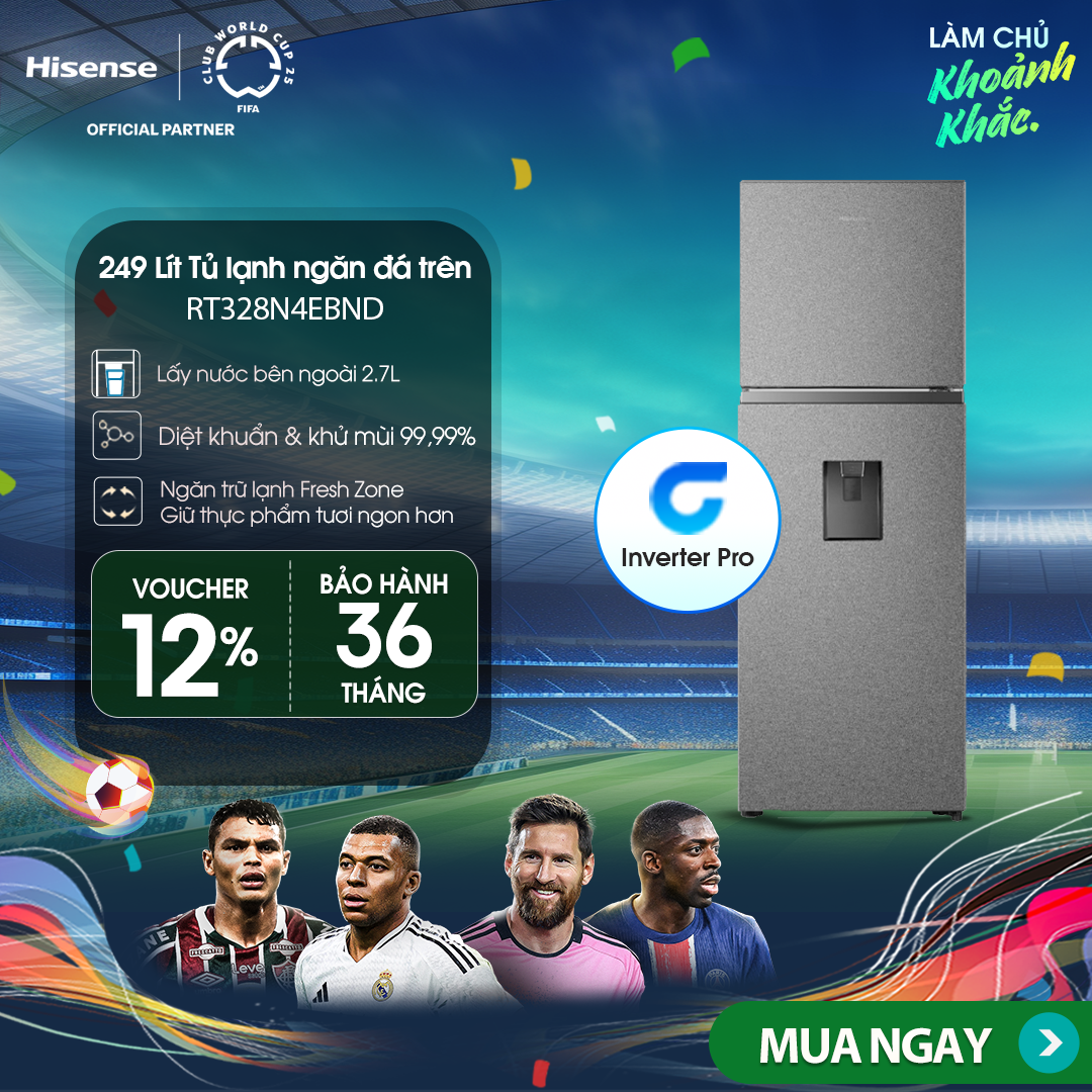|SP MỚI 2025| Tủ lạnh Hisense Inverter 249 lít RT328N4EBND Kháng khuẩn Khử mùi, Bảo hành 3 năm - HÀNG CHÍNH HÃNG