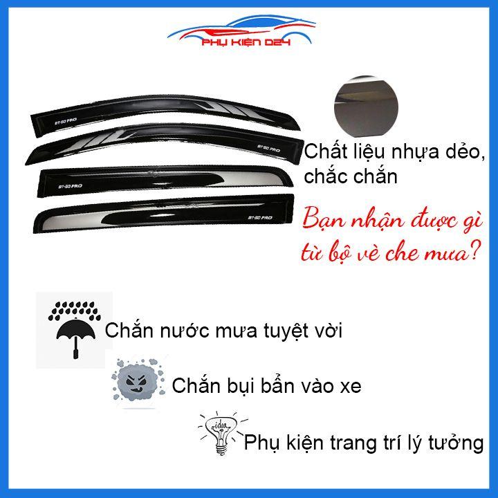 Vè mưa Mazda BT50, Bt-50 2015-2020 vè đen 2 màu Thái Lan che mưa bảo vệ xe