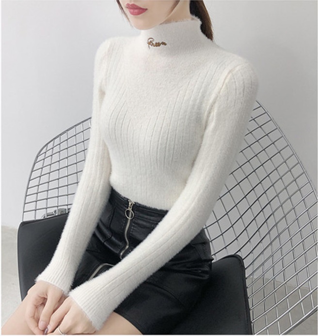 Áo len nữ basic ôm sát lông thỏ mềm mịn cổ 3 phân siêu xinh - Hàng Quảng Châu