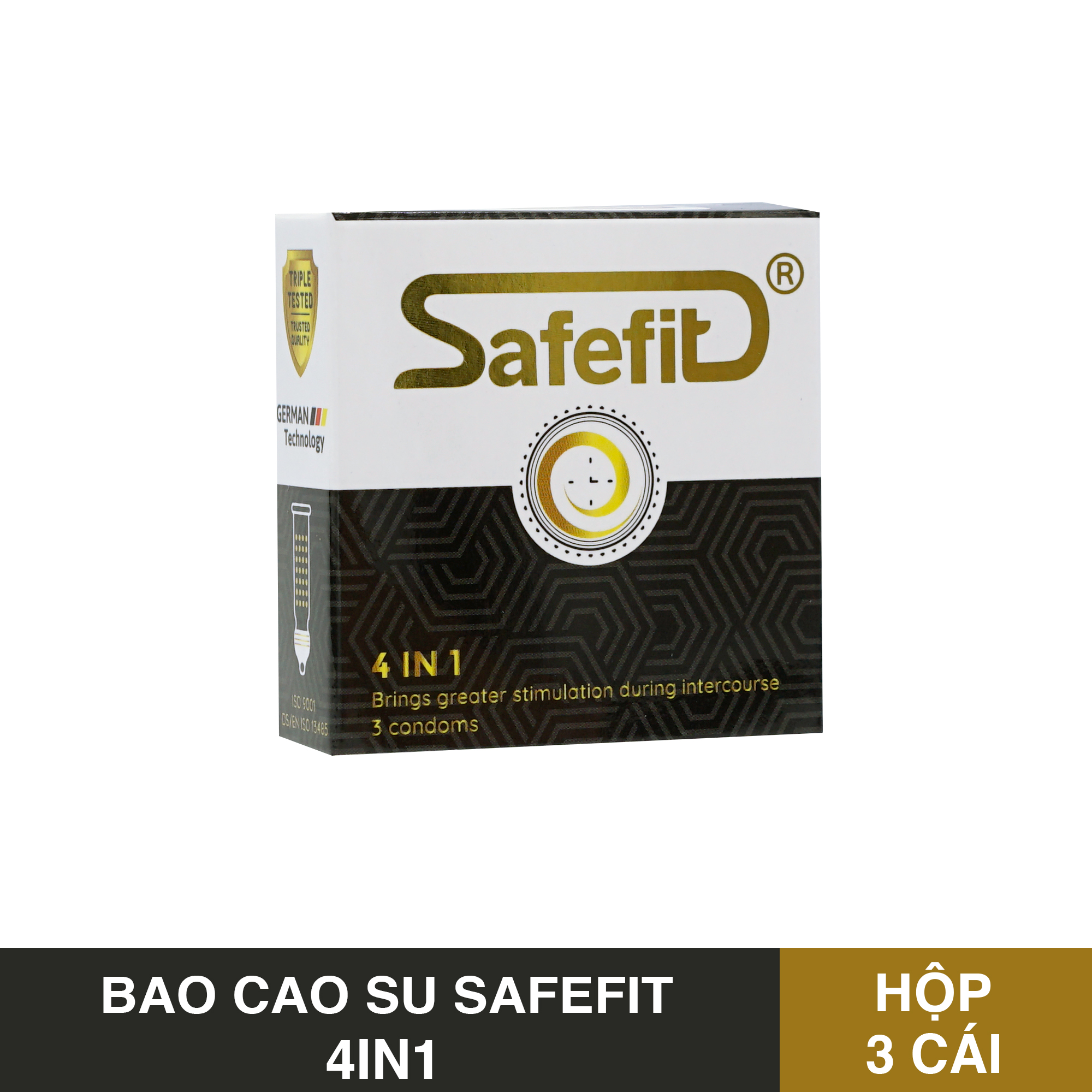 Hộp 12 Cái Bao Cao Su Safefit Gân Gai - Kéo Dài Thời Gian