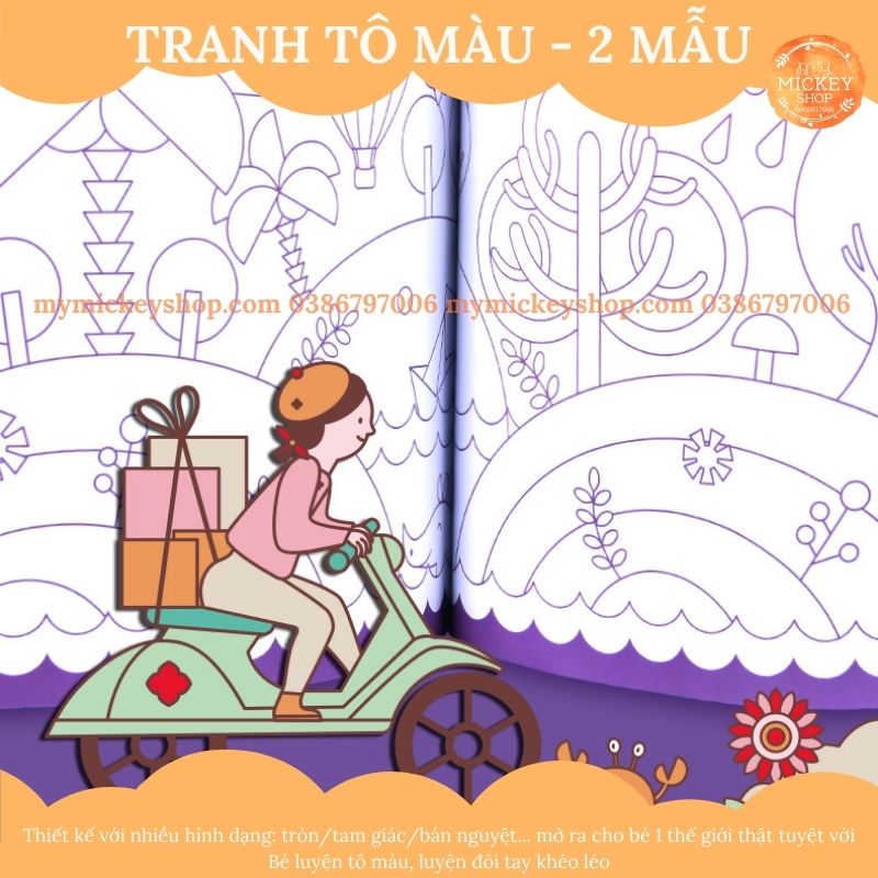 Tranh tô màu 2 chủ đề chính hãng Mideer Drawing Color cho bé học vẽ từ 3 4 5 tuổi
