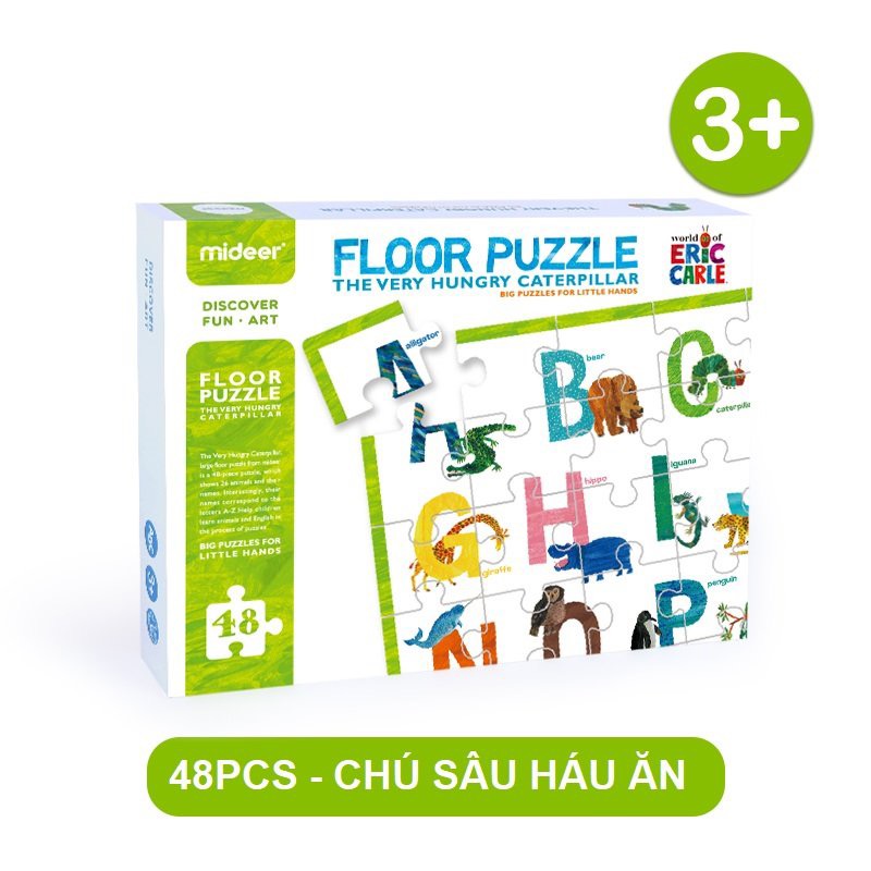 Đồ chơi xếp hình Mideer Floor Puzzle - Bảng Ghép Chữ Cái Tiếng Anh Phiên Bản Chú Sâu Háu Ăn (Dành Cho Bé Từ 3 Tuổi)